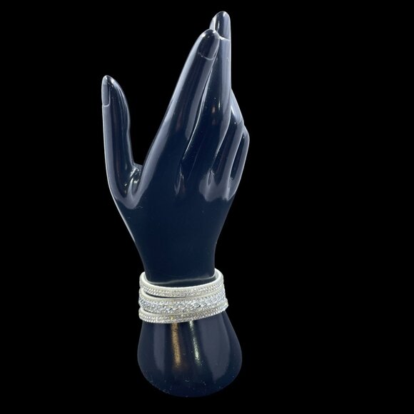 White Rhinestone Wrap Bracelet Chain Cuff Faux Suede NWOT Festival Glam Jewelry - Picture 1 of 9